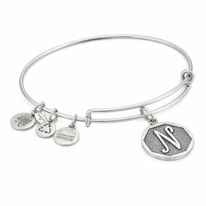 Alex and Ani Silver Initial N Charm Expandable Bangle Bracelet OS